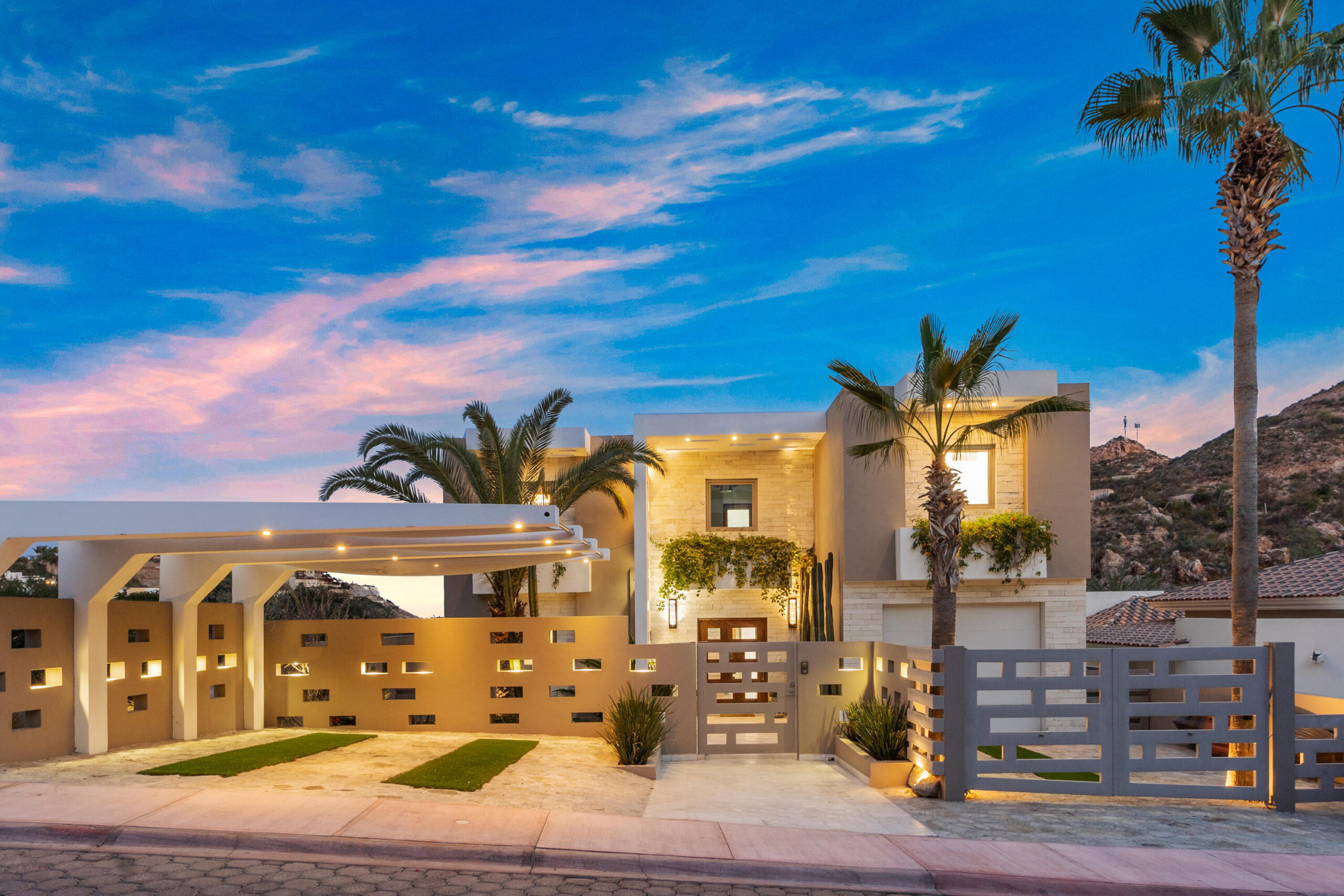 Cabo Luxury Cabo Colorado Discover modern luxury in this exquisitely designed home, built in 2020 and nestled within the exclusive, beachfront, private gated community of Cabo Colorado in San José del Cabo—just 2 miles from Palmilla Beach. Enjoy the convenience of living just steps from a stunning, sandy private beach within the community.With a striking contemporary aesthetic, this residence features gleaming white marble floors, beautifully appointed marble bathrooms, and captivating ocean for sale