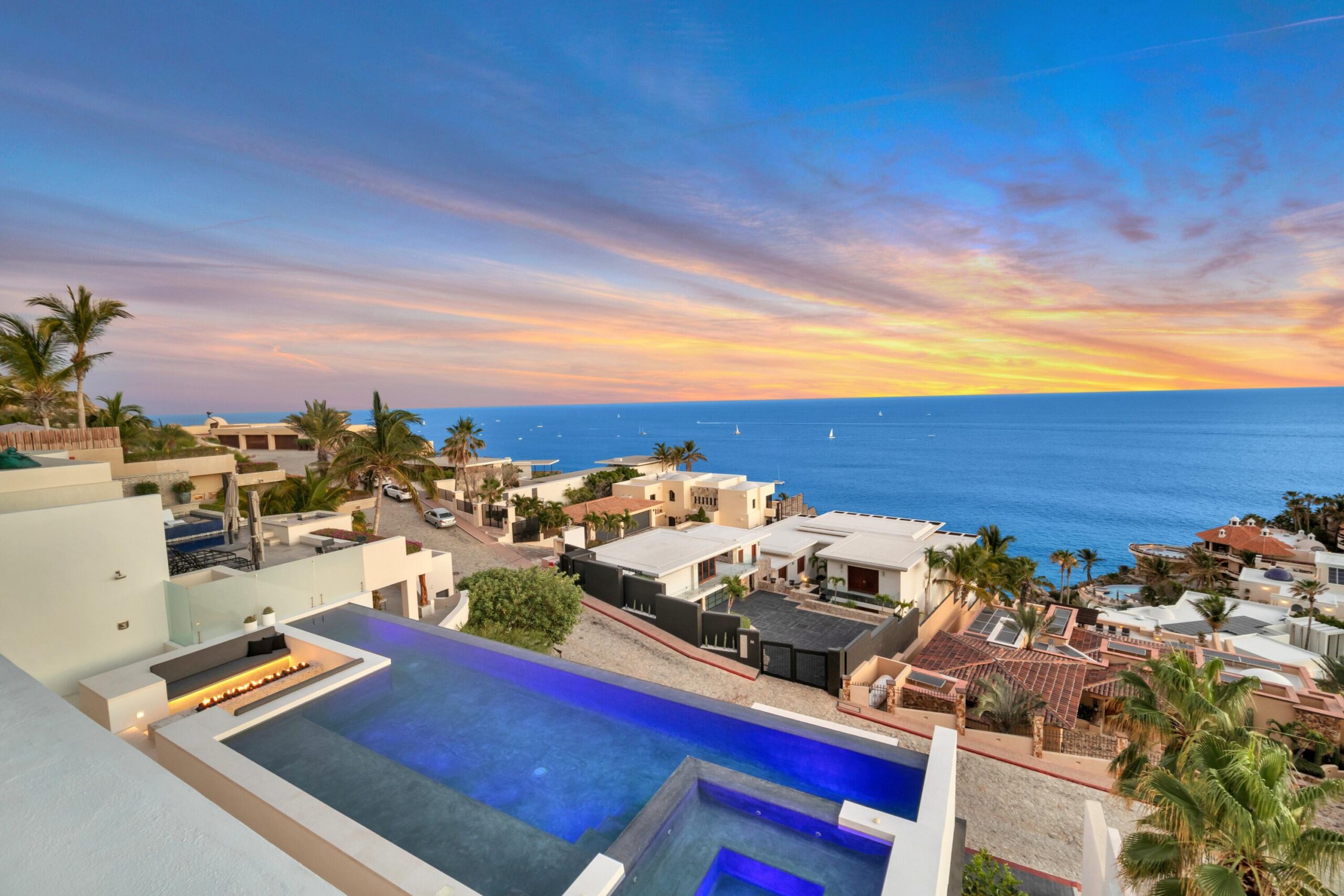 Cabo Luxury Pedregal Csl Where the Pacific becomes your private theater.Perched on the cliffs of El Pedregal, Milichichi is a rare convergence of architectural precision and raw natural drama. From every level of this four-story residence, the Pacific stretches endlessly before you -- and during the season, whales breach and call close enough to hear from the comfort of your deck. This is not a for sale