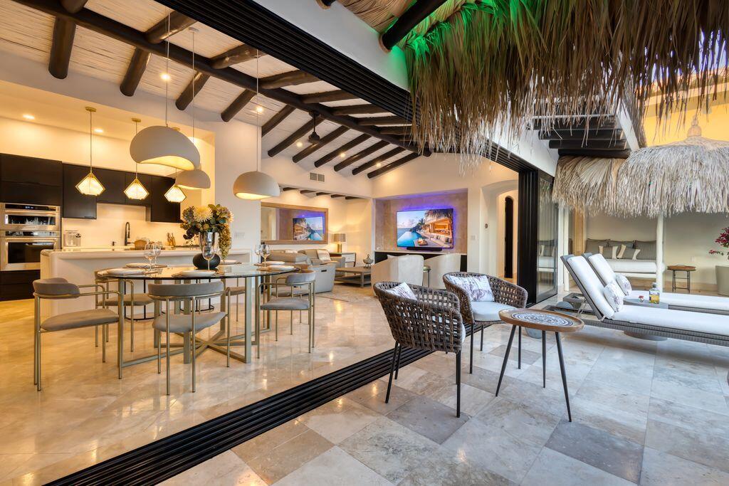 Cabo Luxury Playa Del Rey HUGE PROFT OPPORTUNITY to own the former cabo oasis of the red hot chili peppers (WATCH THE NEW NETFLIX DOC HERE cope and paste-(https://www.youtube.com/watch?v=Exs7-tOaQQY)---above a swimming/snorkel beach, currently generating a steady consistent income that outperforms others, due the former red hot chili pepper history and art. Hidden inside the double gated waterfront enclave above a a spanning beach and ocean cove, this aptly named estate awaits-just minutes to a long list of spoils. Covering nearly 6000 square feet, this triple-height foyer, opens into a grand spanning living and dining space layered in natural stone, marble and musical art throughout. Additional add-ons include: St Tropez themed exterior spaces, rooftop lounge, fire bowls and fire pits, added steam sauna and mor – HOUSE OF THE RISING STAR, Cabo Corridor, Cabo Corridor, BS