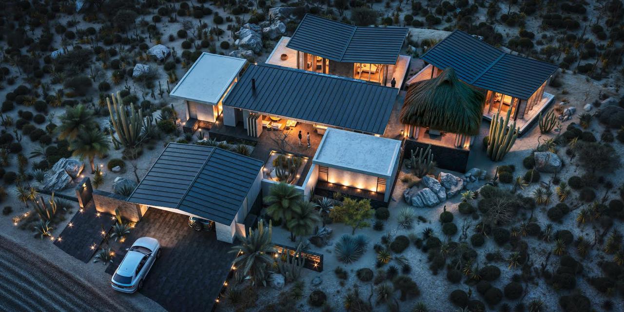 Cabo Luxury Migrino Casa Java is a thoughtfully designed four-bedroom residence currently under construction within The Palm, a low-density, master-planned community on the Pacific side, positioned between Los Cabos and La Paz. Set on a generous 1,700 SM lot with 749 SM of construction, the home is designed as two independent casitas, offering privacy, flexibility, and seamless functionality.The property features a swimming pool, palapa with outdoor kitchen and BBQ, studio, office, and outdoor shower, all surrounded by native desert landscaping with cardón cacti and regional vegetation. Parking includes two open spaces plus a closed garage.Residents of The Palm enjoy controlled density, access to a beach club, and a naturally private stretch of Pacific coastline. Casa Java is a thoughtfully designed four-bedroom residence currently under construction within The Palm, a low-density, master-planned community on the Pacific side, positioned between Los Cabos and La Paz. Set on a 1,700 SM lot with 749 SM of construction, the property has been carefully conceived as a private residential compound organized into three primary buildings, allowing for a clear separation between social living and private spaces.The central building serves as the social heart of the home, featuring open living and dining areas that connect seamlessly to the outdoor spaces. Adjacent to the social area is a dedicated studio / TV room with a built-in desk, ideal for media use or flexible workspace.The two private buildings house the bedroom suites. Casa Java offers two primary bedrooms, each with a full bathroom, walk-in closet, and a private sitting area. One of the master suites also includes an integrated office / working space, providing additional flexibility for remote work or quiet retreat. The remaining two bedrooms are generously sized and each includes a full bathroom and walk-in closet, ensuring comfort and privacy for family and guests.Outdoor living is an integral part of the design, featuring a swimming pool, palapa with outdoor kitchen and BBQ area, outdoor shower, and generous terraces. The landscaping is composed of native desert vegetation, including cardón cacti, desert cactus varieties, plum trees, and regional species, reinforcing a strong connection to the Baja environment.The service areas are thoughtfully separated from the main living spaces and include a closed garage, along with dedicated rooms for electrical systems and water equipment, enhancing both functionality and long-term maintenance efficiency. Parking also includes two additional open spaces.Casa Java has been designed as a self-sustaining residence, equipped with a full solar energy system for electricity, a propane backup system for contingency, and a bio-septic tank for sanitary water treatment. All finishes have been carefully selected to respond to the Pacific climate, sun exposure, and salinity, prioritizing durability, longevity, and reduced maintenance over time.Residents of The Palm enjoy... for sale